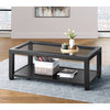 Modern Coffee Table, Slightly Tapered Legs With Concealed Casters and Glass Top