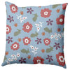 Flowery Love With Bunnies Polyester Indoor Pillow, Blue, 18"x18"