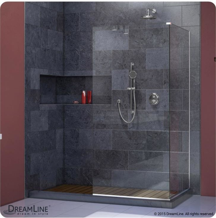 DreamLine Linea Frameless Shower Door w/Two Attached Glass Panel,SHDR ...