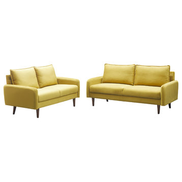 Kingway Furniture Almor Velvet Living Room Set, Goldenrod