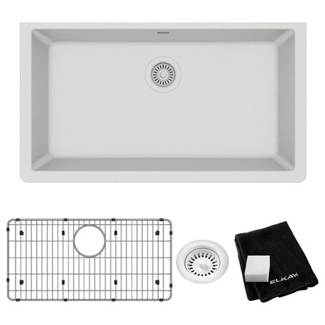 Elkay Quartz Classic 33" Undermount Sink Kit, White