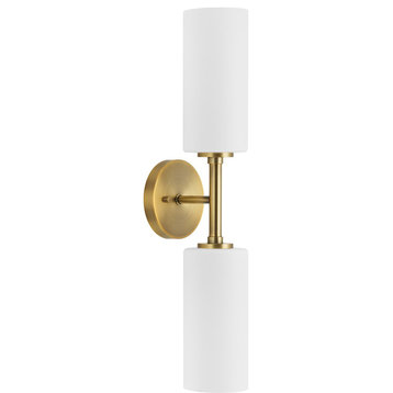 Cofield Collection Two-Light Vintage Brass Transitional Wall Sconce Vanity Light