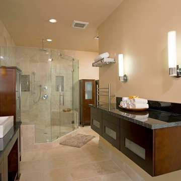 Use of Glass, Light and Fixtures Sets Leesburg Master Bathroom Apart