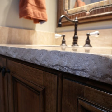 Chiseled Travertine Bathroom Top