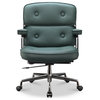 Lobby Chair With Lumbar Support Ergonomic Liftable Mid-Back Executive Chair, Black Chrome&dark Green