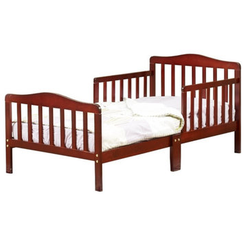 Orbelle Contemporary New Zealand Pine Solid Wood Toddler Bed in Cherry
