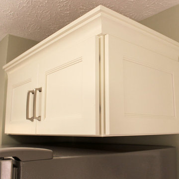 Refaced 2-tone kitchen, Base Cabinets - Harbor Mist; Wall Cabinets - Divinity