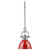 Mini Pendant in Pewter with Red Shade