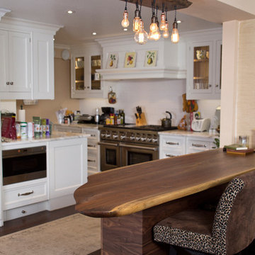 Walnut Kitchen Island and Walnut Custom Cabinet