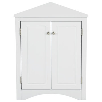 TATEUS Triangle Bathroom Storage Cabinet Freestanding Corner cabinet, White