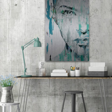"Half Face Portrait" Painting Print on Brushed Aluminum