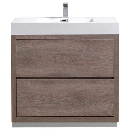 Bliss 36" Free Standing Bathroom Vanity, Butternut