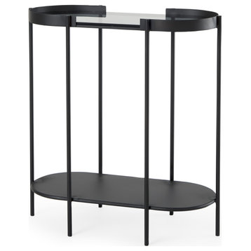 Booker Black Metal With Tinted Glass Top Accent Table