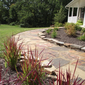 Natural Flagstone Sidewalk & Fresh Plantings