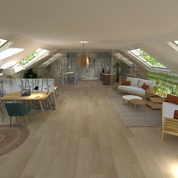 Proposition d'aménagement d'une pièce sous les toits