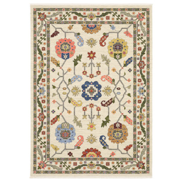 Leoness Persian Floral Indoor Area Rug, Ivory, 2' x 3'