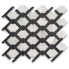 Carrara White Marble Princess Weave Black Rope Mosaic Tile Honed, 1 sheet