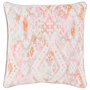Roxanne by Surya Pillow, Pink/Pale Pink/Orange, 18' x 18'