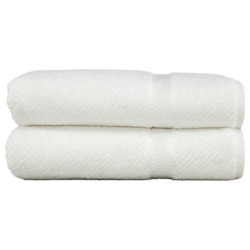 Herringbone Bath Sheet, Set of 2, White
