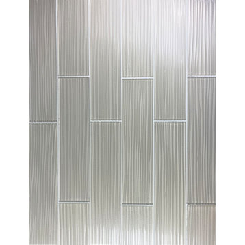 Monroe Large Format 4x16 Textured Glossy Glass Subway Tile in Barcelona Beige