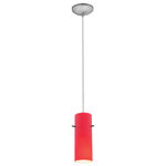 Access Lighting - Access Lighting Cylinder 1Lt Glass Pendant, Cord, Steel/Red 28030-1C-BS-RED - Cylindrical design creates a spectacular exhibition of descending light. Complimented by an assortment of colors.