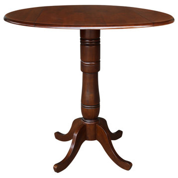 42" Round dual drop Leaf Pedestal Table - 41.5 "H, Espresso