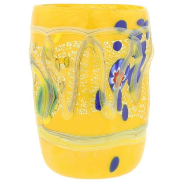 GlassOfVenice Murano Glass Modern Art Tumbler - Yellow