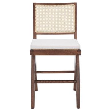 Safavieh Couture Colette Rattan Counter Stool, Walnut/Natural