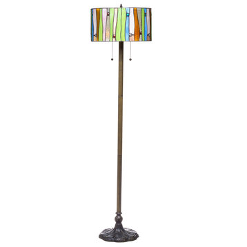 Serena d'italia Contemporary Tiffany 2-Light Striped 60" Bronze Floor Lamp
