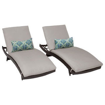 Belle Curved Chaise Set of 2 Outdoor Wicker Patio Furniture Beige