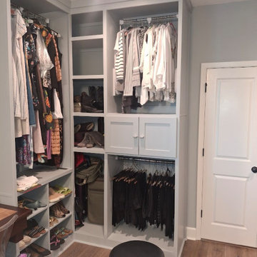Custom Walk-In Closet Corner Organization with Shoe & Boot Storage