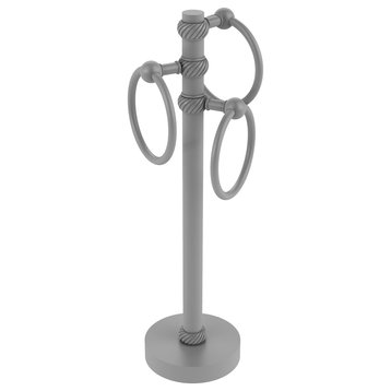 Vanity Top 3 Towel Ring with Twisted Accents, Matte Gray