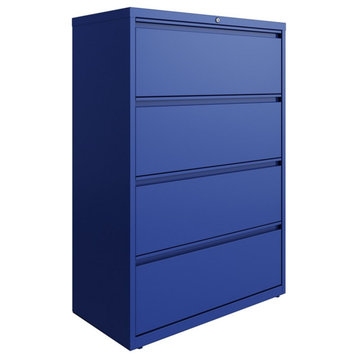 UrbanPro 36" Metal Lateral File Cabinet with 4 Drawers in Classic Blue