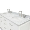 Ariel Bristol 61" Oval Sinks Bath Vanity, White, 1.5" Carrara Marble