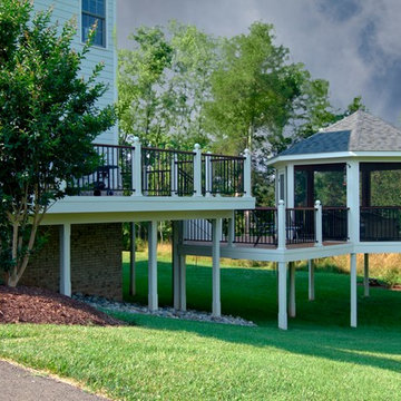 A Multilevel Outdoor Oasis featuring Timbertech Decking and Screened In Gazebo