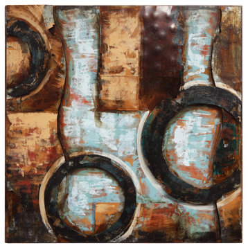 "Revolutions" Abstract Wall Art Mixed Media Hand Painted Iron Wall Sculpture