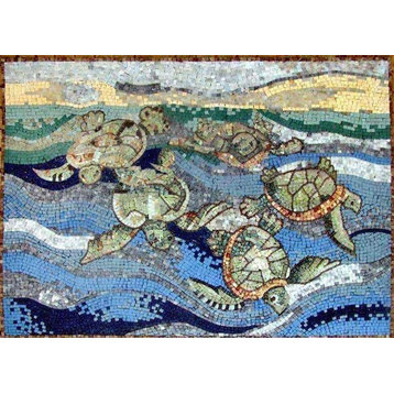 A Group Of Sea Turtles Mosaic, 35"x51"