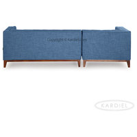Harrison Midcentury Twil Sofa Chaise Sectional, Blue Curacao, Left Facing