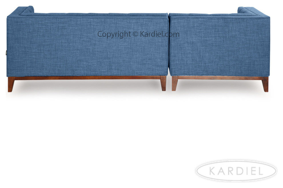 Harrison Midcentury Twil Sofa Chaise Sectional, Blue Curacao, Left Facing