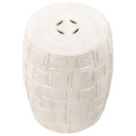 Elk Home - Cambeck Accent Stool White - The Cambeck earthenware stool features a midcentury-inspired surface glaze. This design has irregular squares in relief on its surface, bringing organic texture to any seating area. Off White Glazed Finish, Seating options are designed to complete a design scheme and bring function to any room with style to spare Indoor use only.