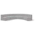 Meridian Furniture - Arc Boucle Fabric Upholstered 7-Pc. U-Shaped Modular Sectional, Grey - Give your living room or den the perfect blend of style and versatility with this Arc boucle fabric curved modular Sectional. Part of the Arc modular furniture collection, this Sectional comes upholstered in rich grey boucle fabric and features deep channel tufting that adds a touch of luxury while enhancing comfort and support. A seamless combination of form and function, this chair can be used with other Arc pieces to create a myriad of configurations in your well-curated room.