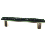 Glass Storm Studios - Emerald Handmade Glass, Long Pull - Textured, layered and glittering emerald glass. All our products are handmade to order.  Important: Do not use an electric drill or electric screwdriver.