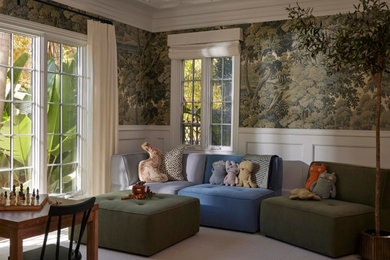 Inspiration for a transitional family room remodel in Los Angeles