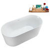 59" Streamline N4000WH Soaking Freestanding Tub and Tray With Internal Drain