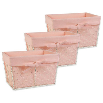 DII Modern Metal Small Chicken Wire Basket in Blush Pink/White (Set of 3)