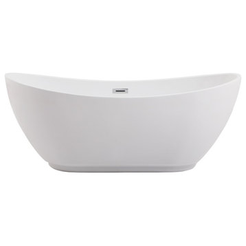 Elegant BT10362GW 62 inch soaking bathtub in glossy white