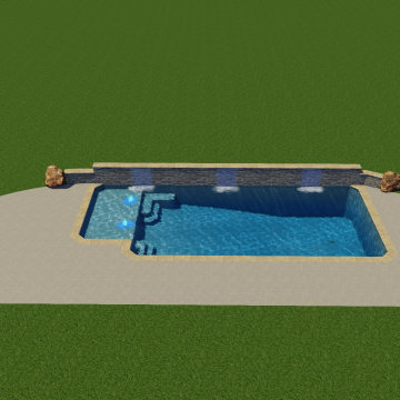 Custom pool with elevated back wall and LED Waterfalls