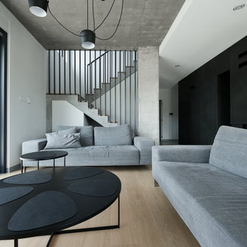 Living room in a loft style house interior in Rokietnica
