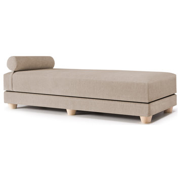 Alon Daybed Queen Size Convertible Sleeper, Beige Chenille