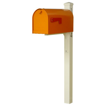 Mid Modern Rigby Curbside Mailbox and Post, Orange